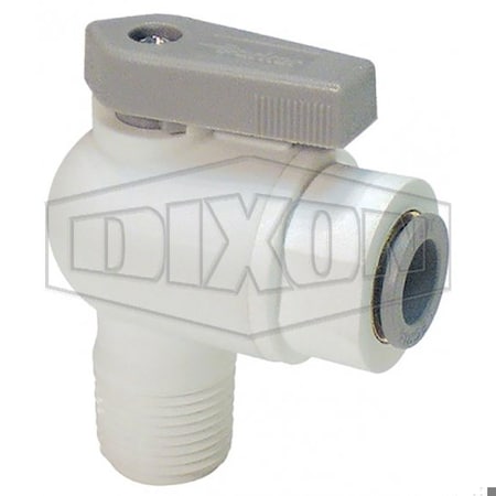 Dixon TrueSeal Ball Valve, 1/4 x 1/2 in, Tube x Male NPTF Elbow, Glass-Reinforced Polypropylene Body PP4VME8-MG